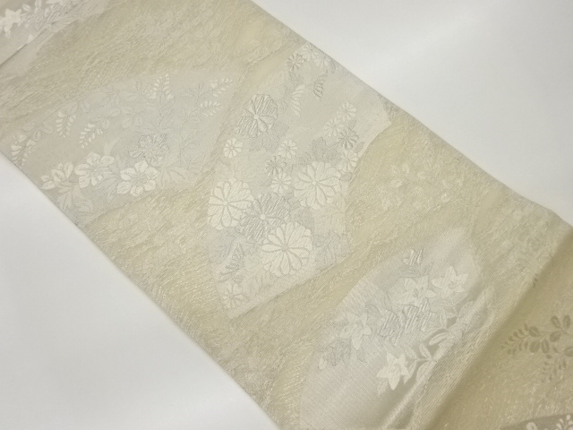 JAPANESE FUKURO OBI FOR SUMMER / WOVEN AUTUMN FLOWERS